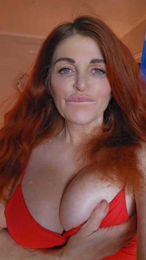 Playing with my Milf boobs at home